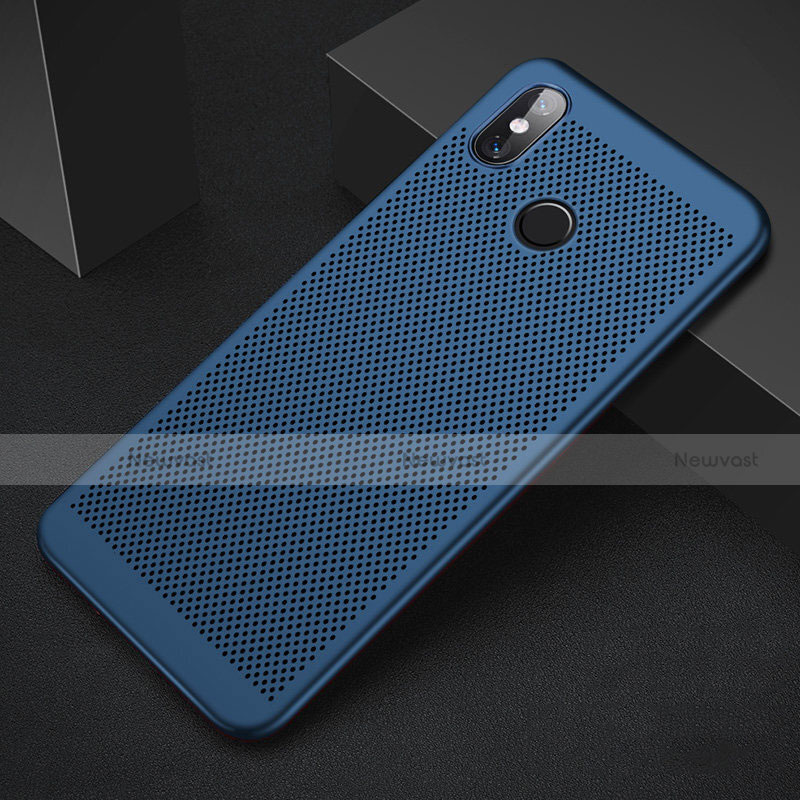 Mesh Hole Hard Rigid Snap On Case Cover for Xiaomi Mi 8 Blue