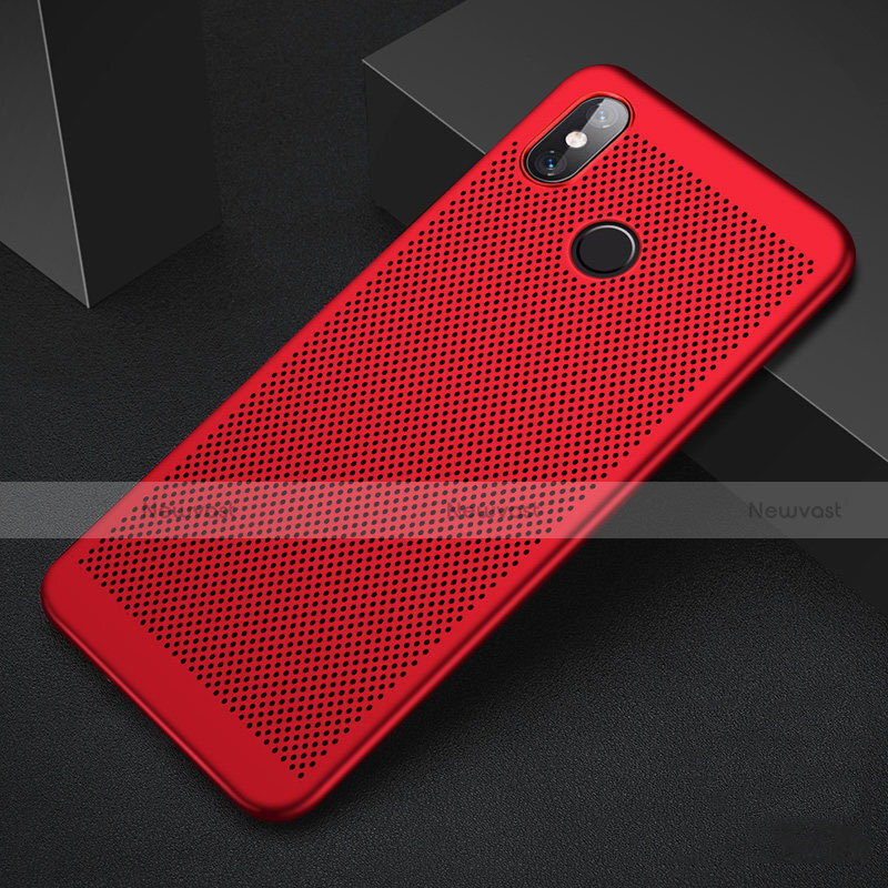 Mesh Hole Hard Rigid Snap On Case Cover for Xiaomi Mi 8 Red