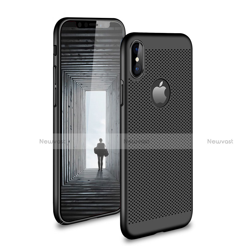 Mesh Hole Hard Rigid Snap On Case Cover H01 for Apple iPhone Xs Black