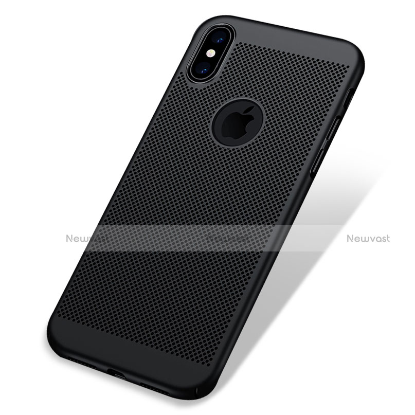 Mesh Hole Hard Rigid Snap On Case Cover H01 for Apple iPhone Xs Black