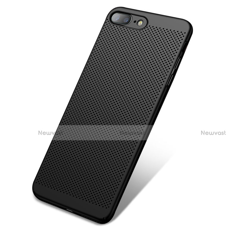 Mesh Hole Hard Rigid Snap On Case Cover W01 for Apple iPhone 7 Plus Black