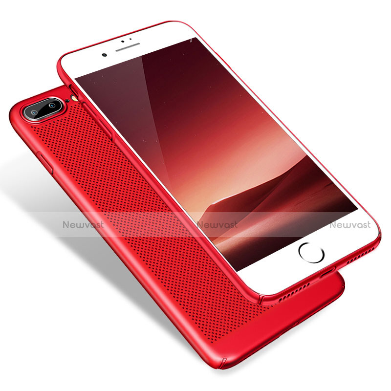 Mesh Hole Hard Rigid Snap On Case Cover W01 for Apple iPhone 7 Plus Red