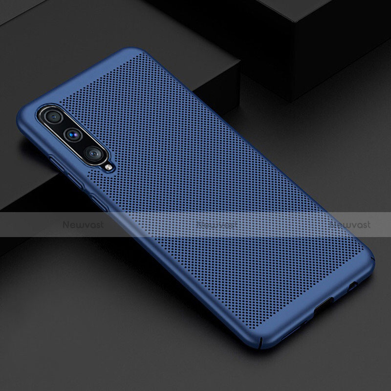 Mesh Hole Hard Rigid Snap On Case Cover W01 for Samsung Galaxy A70 Blue