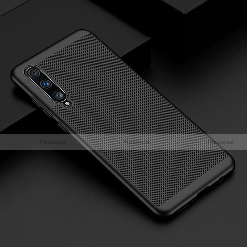 Mesh Hole Hard Rigid Snap On Case Cover W01 for Samsung Galaxy A90 5G Black