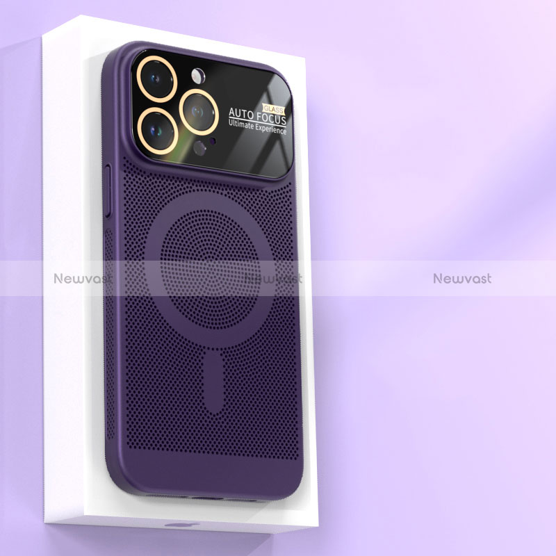 Mesh Hole Hard Rigid Snap On Case Cover with Mag-Safe Magnetic JS1 for Apple iPhone 16 Pro Purple