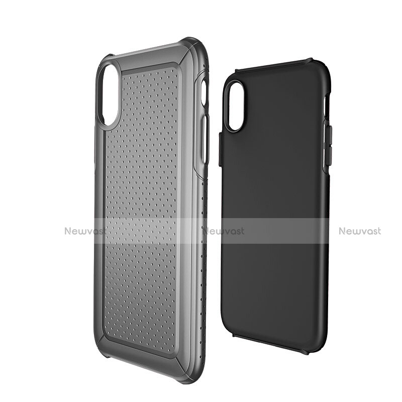 Mesh Hole Silicone and Plastic Case Back Cover for Apple iPhone Xs Black