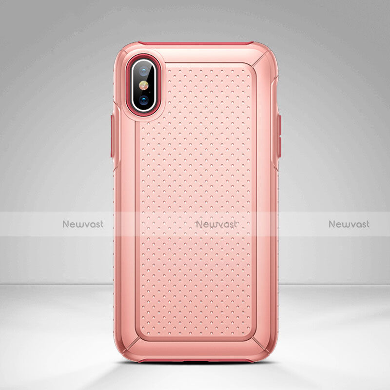 Mesh Hole Silicone and Plastic Case Cover for Apple iPhone X Pink