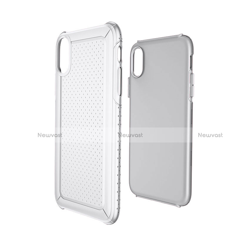 Mesh Hole Silicone and Plastic Snap On Case Cover for Apple iPhone X White