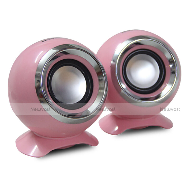 Mini Speaker Wired Portable Stereo Super Bass Loudspeaker Pink