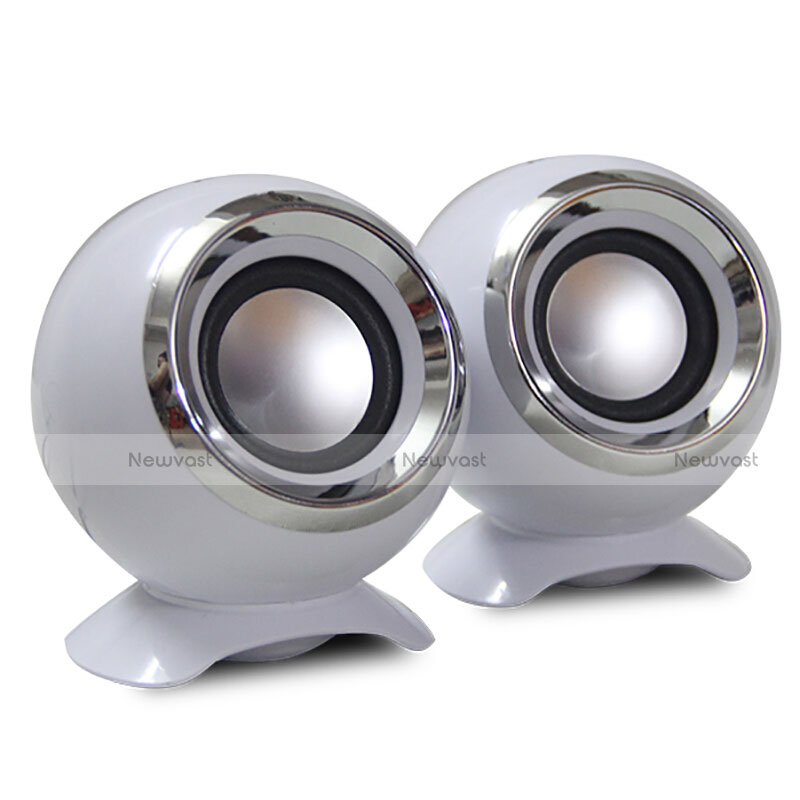 Mini Speaker Wired Portable Stereo Super Bass Loudspeaker White