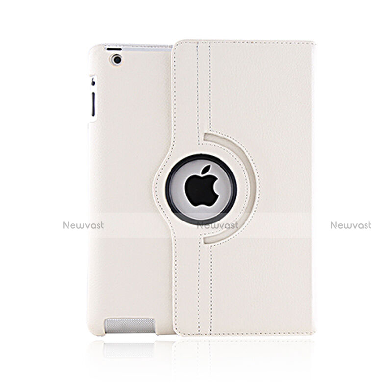 Rotating Stands Flip Leather Case for Apple iPad 4 White