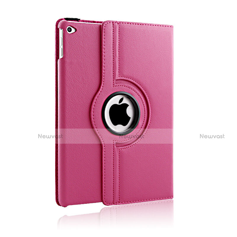 Rotating Stands Flip Leather Case for Apple iPad Air 2 Hot Pink