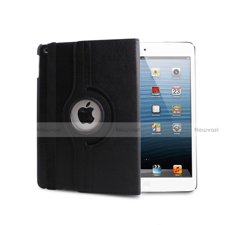 Rotating Stands Flip Leather Case for Apple iPad Mini 2 Black