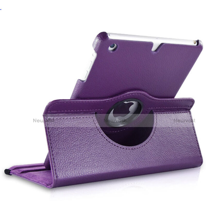 Rotating Stands Flip Leather Case for Apple iPad Mini 3 Purple