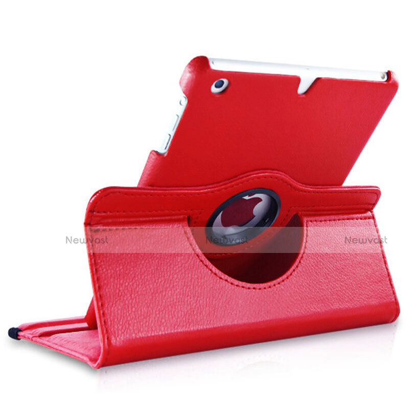 Rotating Stands Flip Leather Case for Apple iPad Mini Red