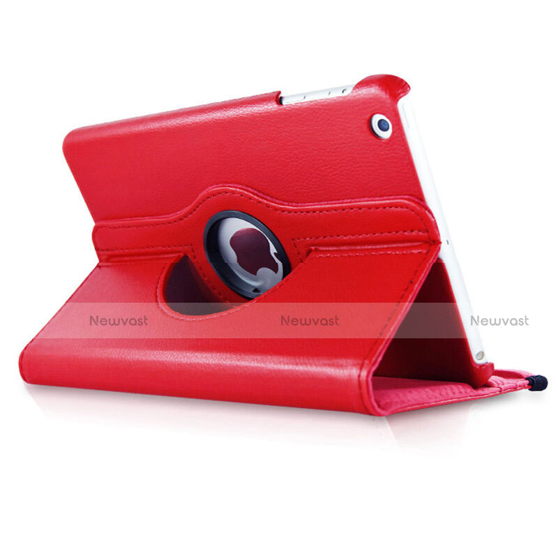 Rotating Stands Flip Leather Case for Apple iPad Mini Red