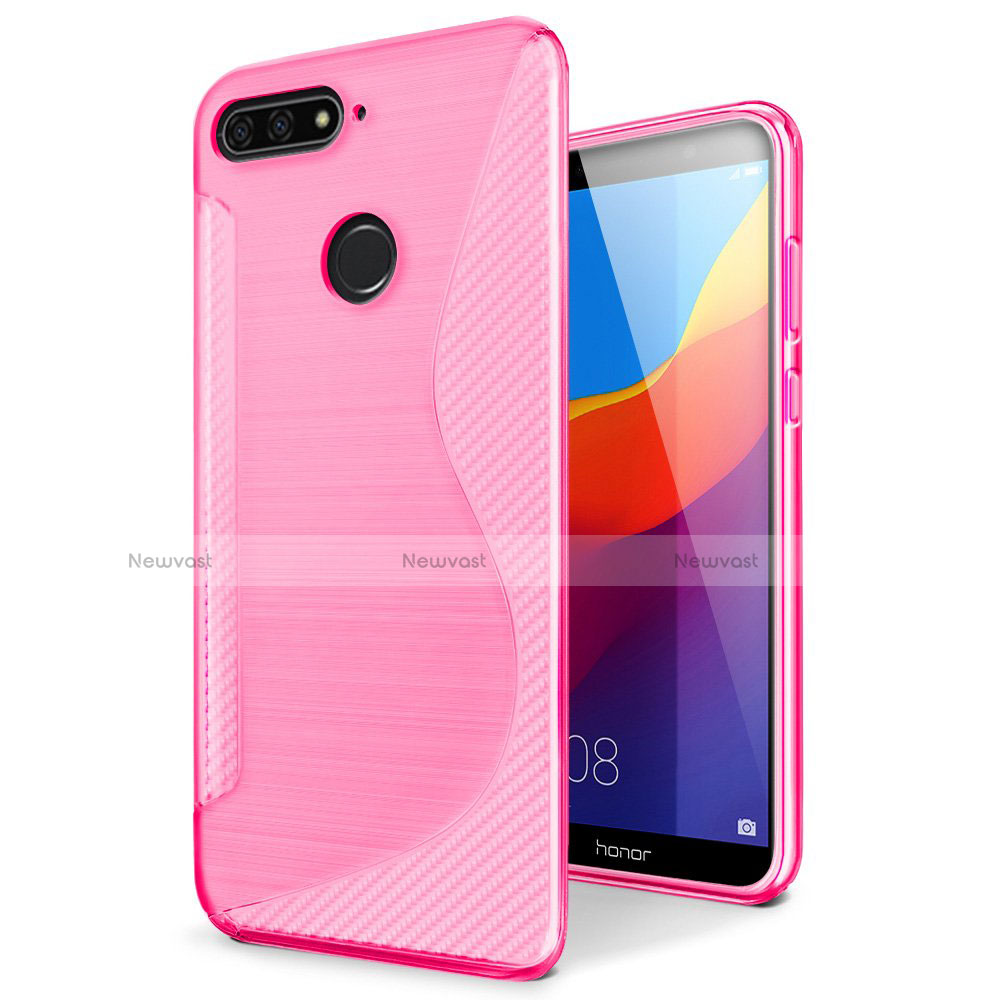 S-Line Transparent Gel Soft Case Cover for Huawei Honor 7A Pink