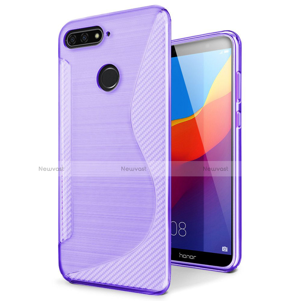 S-Line Transparent Gel Soft Case Cover for Huawei Y6 Prime (2018) Purple