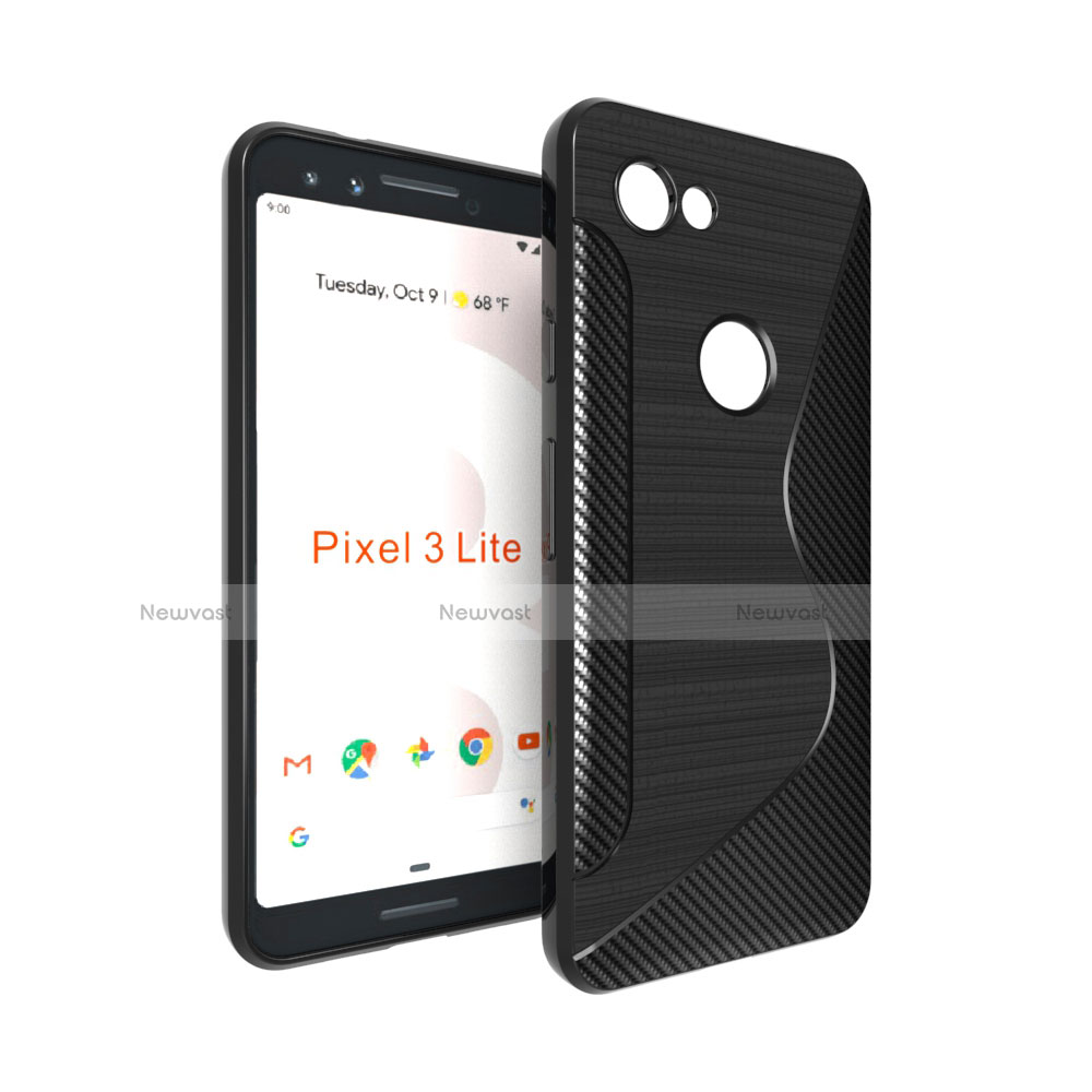 S-Line Transparent Gel Soft Case for Google Pixel 3a Black