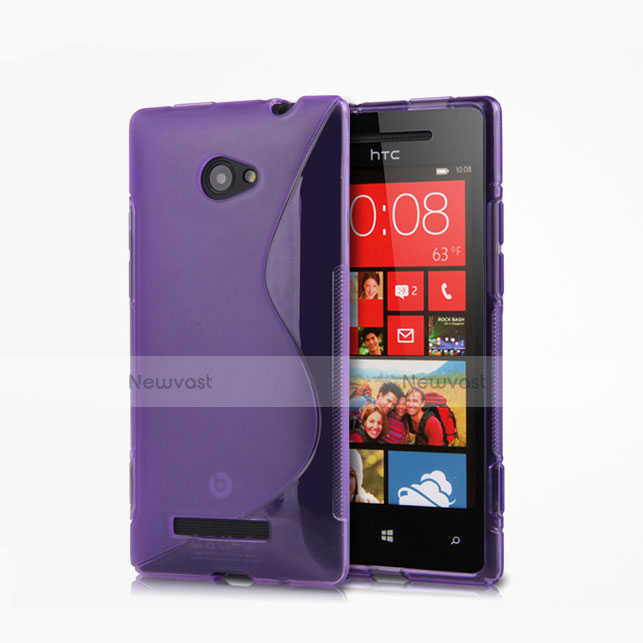 S-Line Transparent TPU Soft Case for HTC 8X Windows Phone Purple