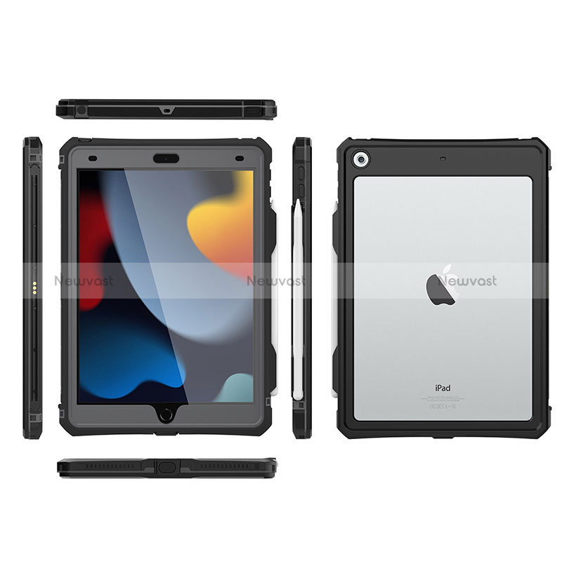 Silicone and Plastic Waterproof Cover Case 360 Degrees Underwater Shell for Apple iPad 10.2 (2019) Black