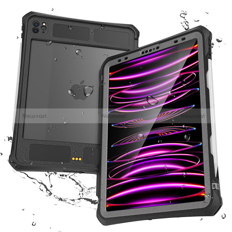 Silicone and Plastic Waterproof Cover Case 360 Degrees Underwater Shell for Apple iPad Pro 11 (2021) Black