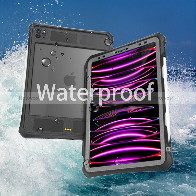 Silicone and Plastic Waterproof Cover Case 360 Degrees Underwater Shell for Apple iPad Pro 11 (2021) Black