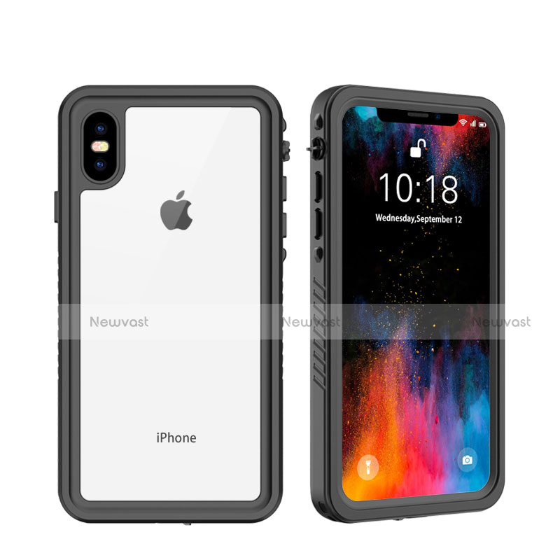 Silicone and Plastic Waterproof Cover Case 360 Degrees Underwater Shell for Apple iPhone X Black