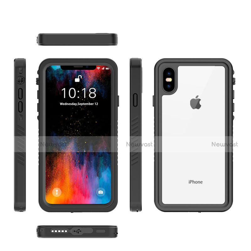 Silicone and Plastic Waterproof Cover Case 360 Degrees Underwater Shell for Apple iPhone Xs Black