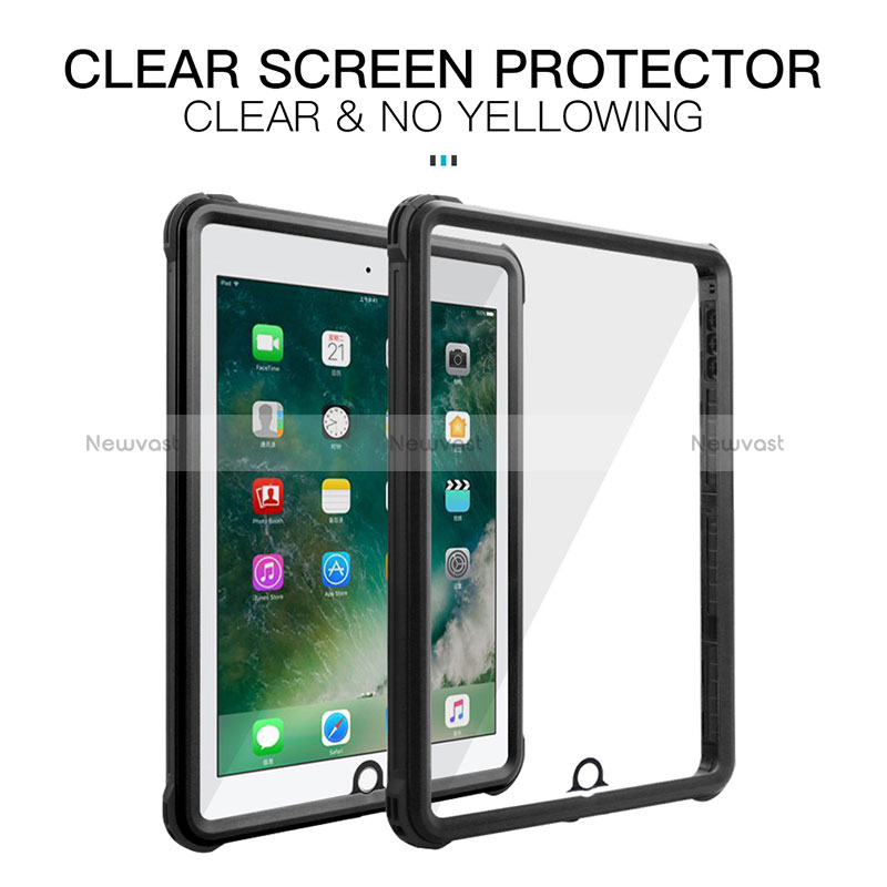 Silicone and Plastic Waterproof Cover Case 360 Degrees Underwater Shell for Apple New iPad 9.7 (2017) Black