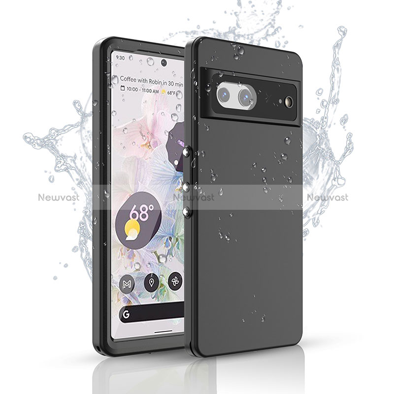 Silicone and Plastic Waterproof Cover Case 360 Degrees Underwater Shell for Google Pixel 7 5G Black