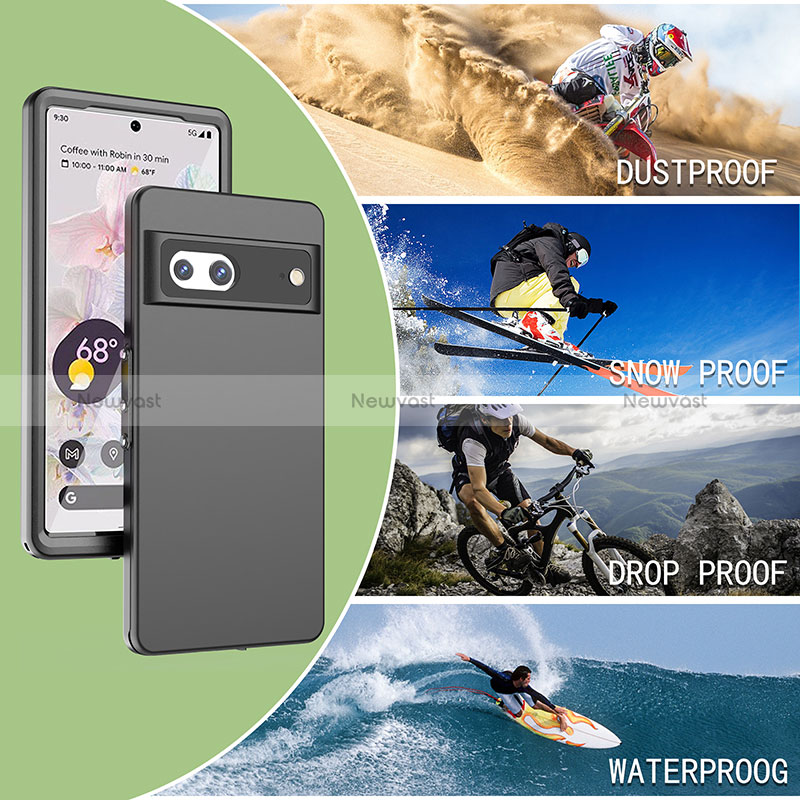 Silicone and Plastic Waterproof Cover Case 360 Degrees Underwater Shell for Google Pixel 7 5G Black