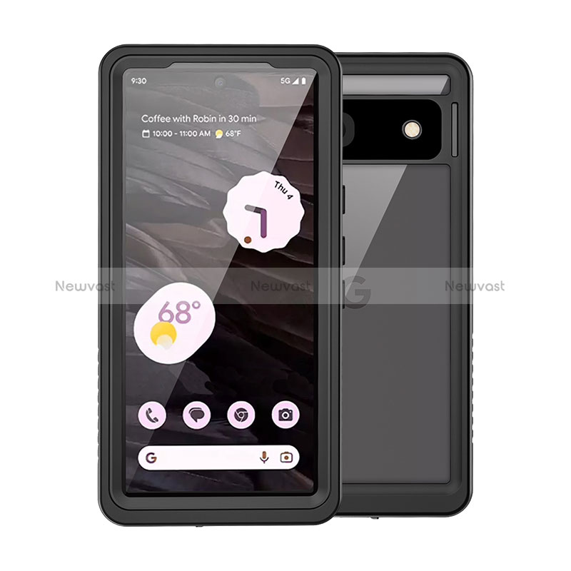 Silicone and Plastic Waterproof Cover Case 360 Degrees Underwater Shell for Google Pixel 7a 5G Black