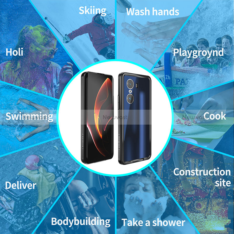 Silicone and Plastic Waterproof Cover Case 360 Degrees Underwater Shell for Huawei Honor 60 5G Black