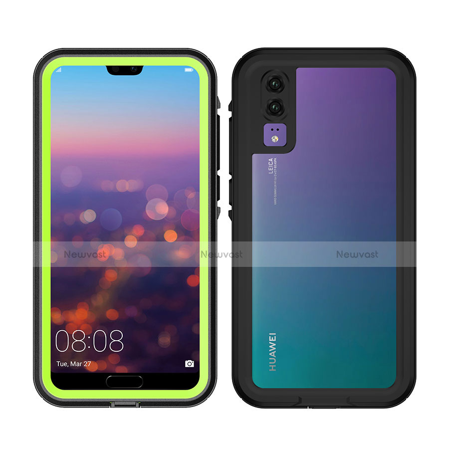 Silicone and Plastic Waterproof Cover Case 360 Degrees Underwater Shell for Huawei P20 Green