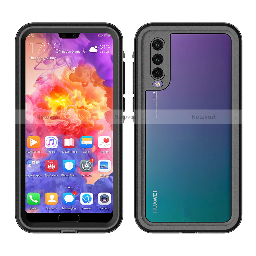 Silicone and Plastic Waterproof Cover Case 360 Degrees Underwater Shell for Huawei P20 Pro Black