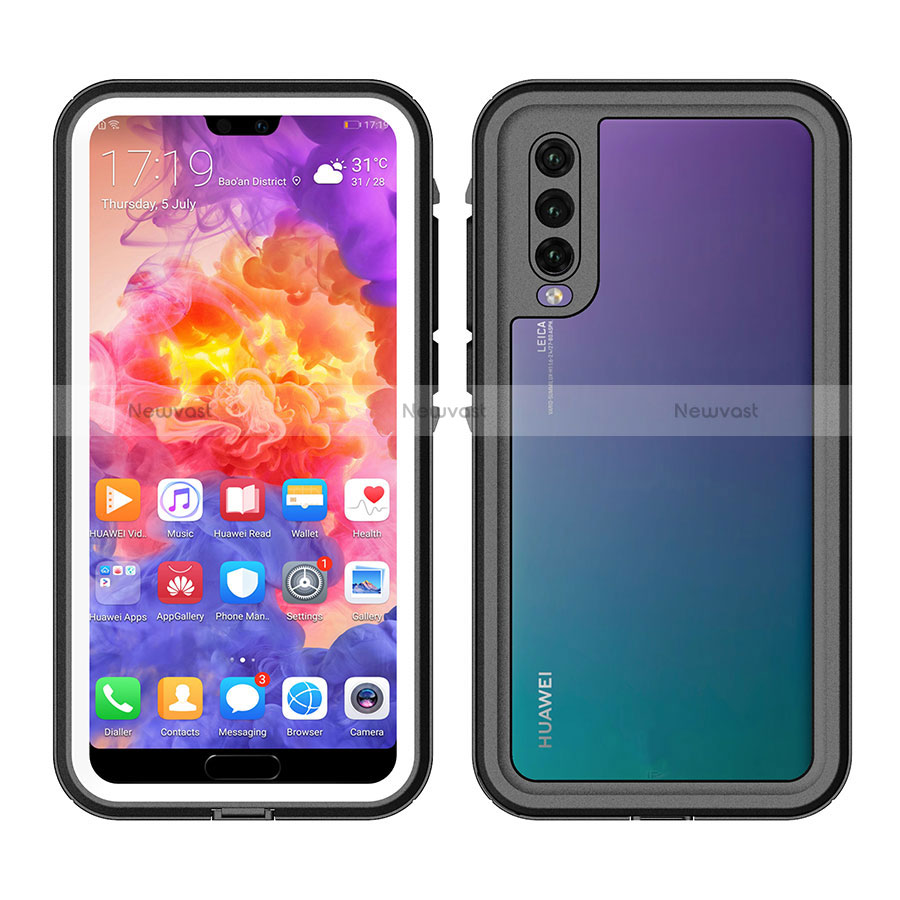 Silicone and Plastic Waterproof Cover Case 360 Degrees Underwater Shell for Huawei P20 Pro White