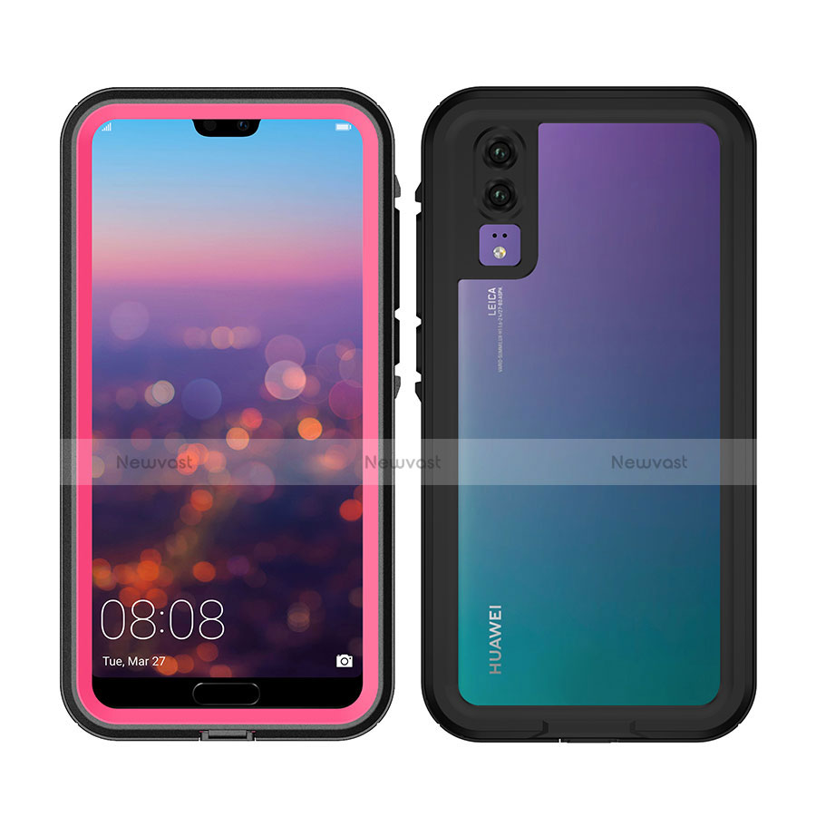 Silicone and Plastic Waterproof Cover Case 360 Degrees Underwater Shell for Huawei P20 Rose Gold