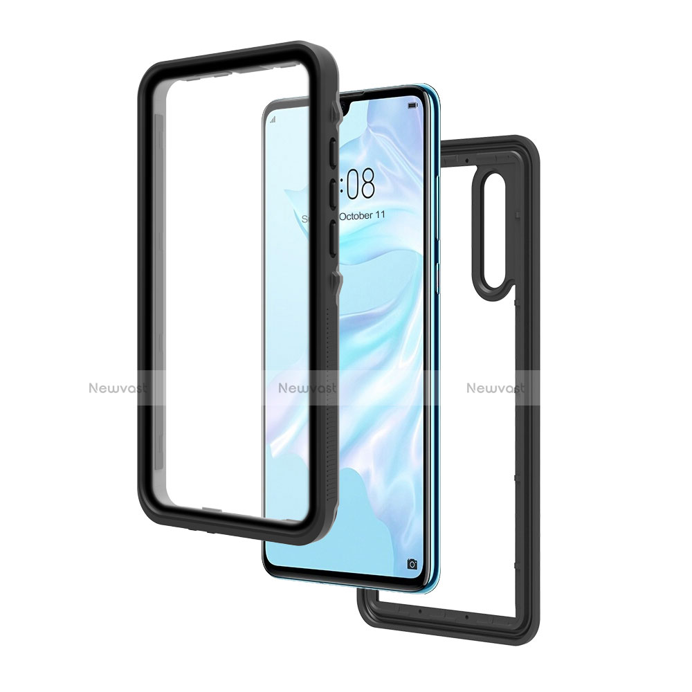 Silicone and Plastic Waterproof Cover Case 360 Degrees Underwater Shell for Huawei P30 Pro New Edition Black