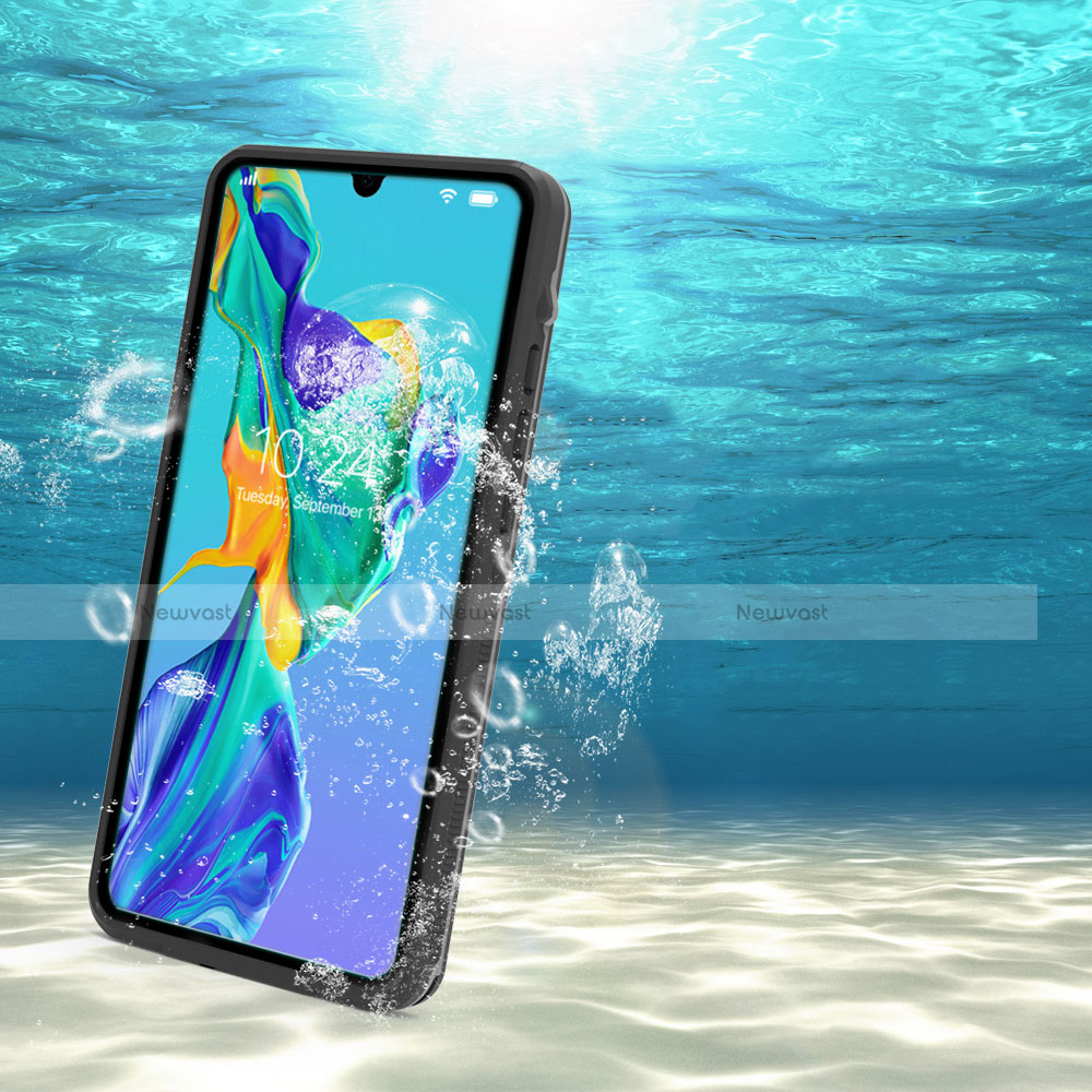 Silicone and Plastic Waterproof Cover Case 360 Degrees Underwater Shell for Huawei P30 Pro New Edition Black