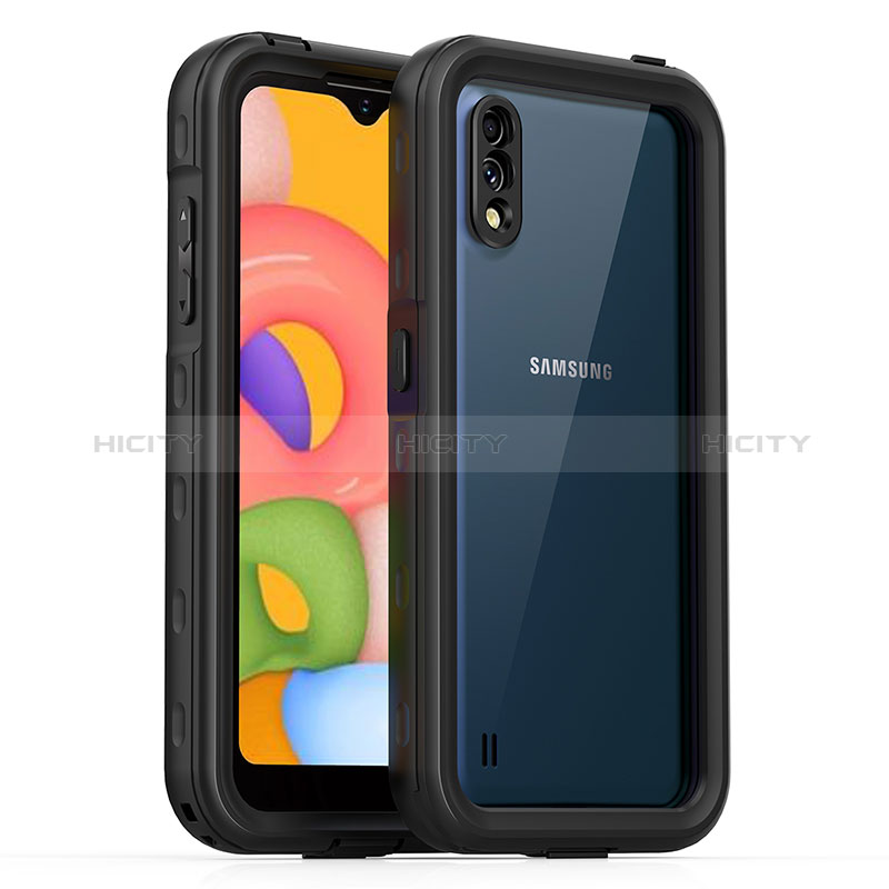 Silicone and Plastic Waterproof Cover Case 360 Degrees Underwater Shell for Samsung Galaxy A01 SM-A015 Black