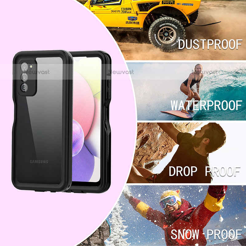 Silicone and Plastic Waterproof Cover Case 360 Degrees Underwater Shell for Samsung Galaxy A02s Black