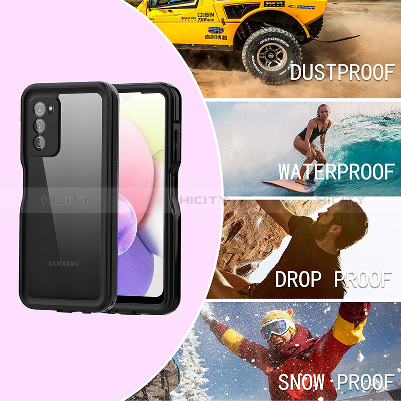 Silicone and Plastic Waterproof Cover Case 360 Degrees Underwater Shell for Samsung Galaxy A03s Black