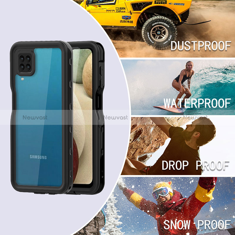 Silicone and Plastic Waterproof Cover Case 360 Degrees Underwater Shell for Samsung Galaxy A12 5G Black