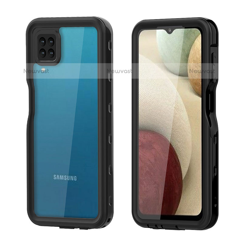 Silicone and Plastic Waterproof Cover Case 360 Degrees Underwater Shell for Samsung Galaxy A12 Black