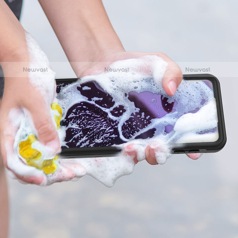 Silicone and Plastic Waterproof Cover Case 360 Degrees Underwater Shell for Samsung Galaxy A12 Black