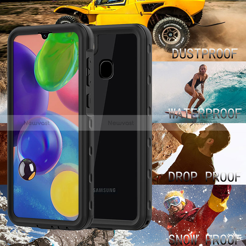 Silicone and Plastic Waterproof Cover Case 360 Degrees Underwater Shell for Samsung Galaxy A21 Black