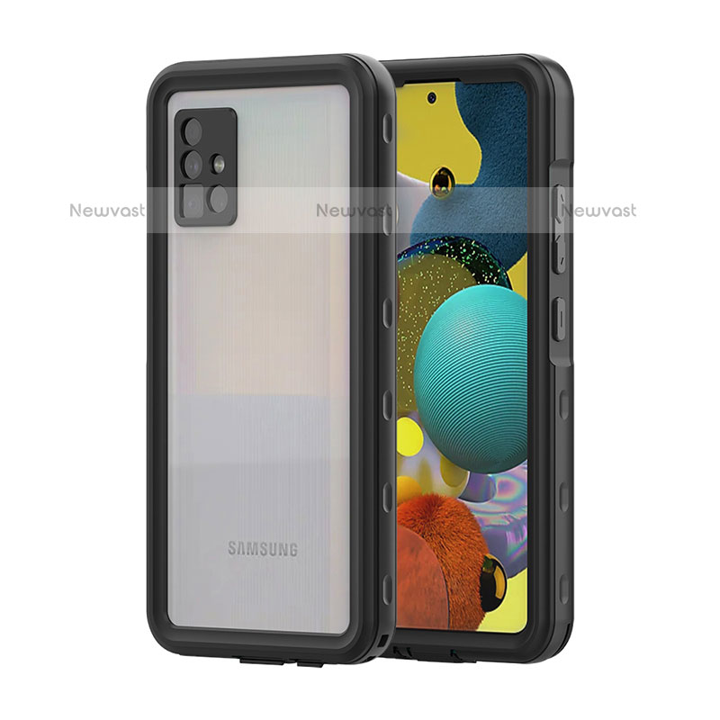 Silicone and Plastic Waterproof Cover Case 360 Degrees Underwater Shell for Samsung Galaxy A51 4G Black