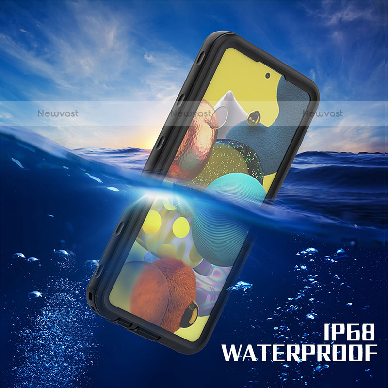 Silicone and Plastic Waterproof Cover Case 360 Degrees Underwater Shell for Samsung Galaxy A51 4G Black