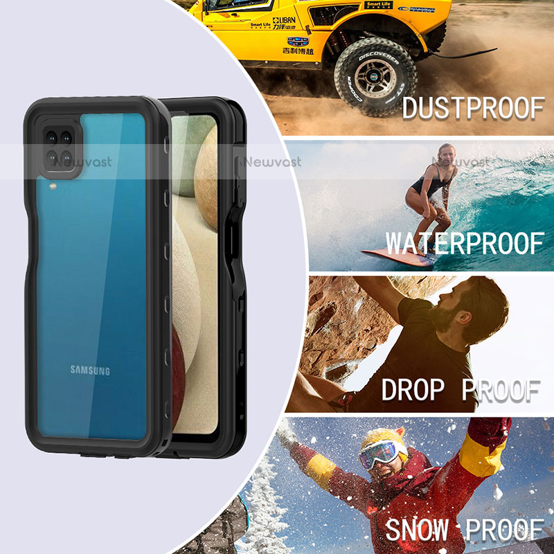 Silicone and Plastic Waterproof Cover Case 360 Degrees Underwater Shell for Samsung Galaxy F12 Black